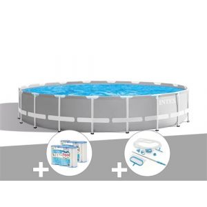 Image de Intex Kit piscine tubulaire Prism Frame ronde 5,49 x 1,22 m + 6 cartouches de filtration + Kit d'entretien