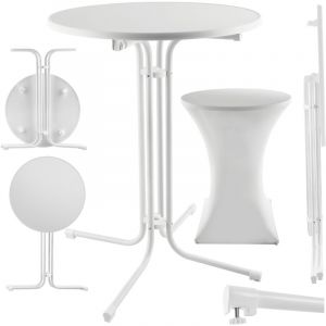 TecTake Table haute ronde avec housse de table pliable 90 x 110 cm