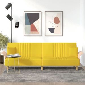 VidaXL Canapé-lit avec accoudoirs jaune clair tissu 351891