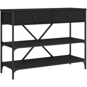 VidaXL Design In - Table console,Table d'entrée avec tiroirs et étagères noir bois d'ingénierie 318658 - Noir