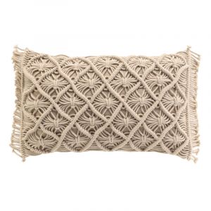 Coussin d&eacute;houssable macram&eacute; 30x50cm "Indy"