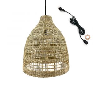Lumisky Suspension d'extérieur FREYA LONG OUTDOOR CABLE Bois Herbe marine D49 cm