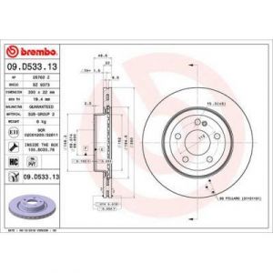 Brembo Jeu de 2 disques de frein 09.D533.13