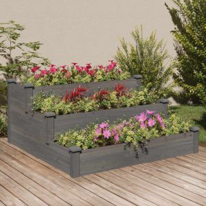 VidaXL Lit surélevé de jardin gris 120x120x56 cm bois massif de sapin