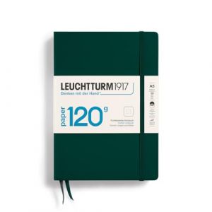 LEUCHTTURM1917 Paper Edition 370341 Carnet de notes format moyen (A5), 120 g/m², couverture rigide, 203 pages numérotées, vert forêt, à pois