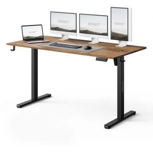 Image de Bureau &Eacute;lectrique Sense7 Nojo Light 140 X 70 Cm Noir Marron Fonc&eacute;- Table Gaming, R&eacute;glable Hauteur, M&eacute;moire, Support Casque