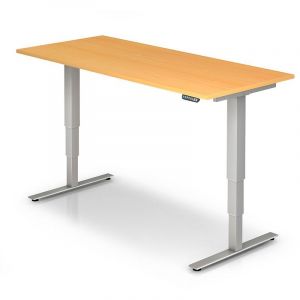 Certeo UPLINER-2.0 Bureau sur pieds - piétement en T, largeur 1800 mm - façon hêtre | VXDSM19/6/S - Col. Piétement alu|Col. plateau: Façon hêtre