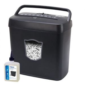 Waytex 77316C Destructeur de Documents Coupe Croisée 6 Feuilles Bac 12,5L avec Flacon d’Huile Lubrifiante 240ml