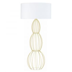 Tosel Lampadaire 1 lumi&egrave;re - luminaire int&eacute;rieur - tissu blanc - Style vintage - H155cm L40cm P40cm