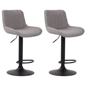 Image de CLP Lot de 2 Tabourets de bar Lentini en Tissu Pi&egrave;tement en M&eacute;tal Hauteur r&eacute;glable Pivotant, Gris-Noir