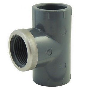 T&eacute; 90&deg; avec d&eacute;rivation taraud&eacute;e PVC pression &agrave; visser renforc&eacute;s FFF &Oslash;20-1/2" - Raccord PVC pression - G&eacute;n&eacute;rique