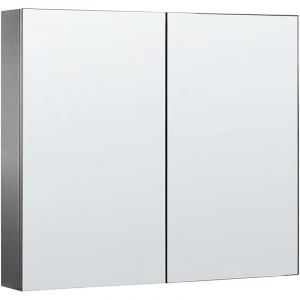 Beliani Armoire de Toilette 2 Portes 80 x 70 cm Rangement 2 Etagères Miroirs Suspendu Noir Navarra