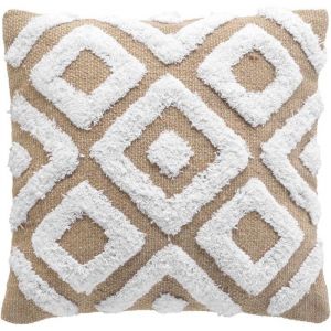 Housse de coussin +encart 40 x 40 cm jute+coton tufte damia