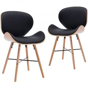 Décoshop26 Lot de 2 chaises de salle à manger cuisine design moderne similicuir noir et bois courbé CDS020852