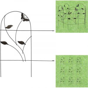 Relaxdays Bordure potager, cl&ocirc;ture jardin 10 &eacute;l&eacute;ments, m&eacute;tal, design papillon, h x l : 46 x 500 cm, noir