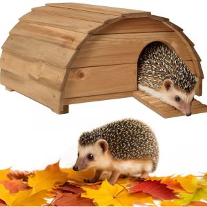 Image de Abri Cabane Mangeoire H&eacute;risson Refuge &eacute;xt&eacute;rieur en bois massif Hibernation Brun moyen"Knut"