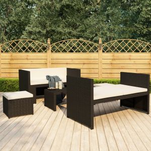 Image de VidaXL Salon de jardin 5 pcs avec coussins R?sine tress?e Noir