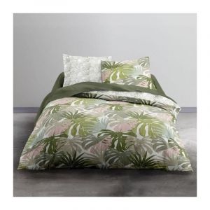 Today Parure de lit 2 personnes - 220 x 240 cm - Imprimé vert Jungle CRAZY Amana