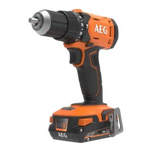 AEG Perceuse à percussion sans fil à batterie - couple puissant 60Nm - mallette de transport, 2 batteries 18V 2,0 Ah et chargeur de batterie - BSB 18 G4-202C