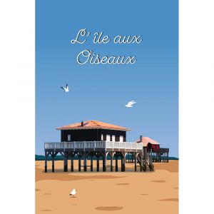 Ceanothe Tableau sur toile illustration île aux oiseaux 45x65 cm