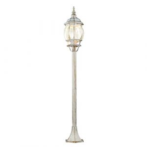 Licht-erlebnisse - Lampadaire d'extérieur Brest blanc doré au design élégant dans le style rustique E27 IP44 - Or blanc