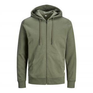 Jack & Jones JJEBASIC Sweat Zip Hood Noos Pull en Laine, Vert Olive, S Homme