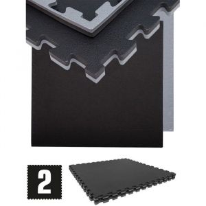 Eyepower 1.6qm Tapis de Sol pour Gym - 2cm - 2 Dalles en Mousse - 90x90 Puzzles de Sol - schwarz