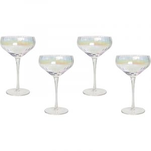 Beliani Set de 4 Soucoupes &agrave; Champagne Souffl&eacute;es &agrave; la Main 30 cl Finition Iridiscente Morganite