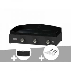 Le Marquier Plancha Pure 375 noire gaz + Housse de protection + Kit 3 spatules