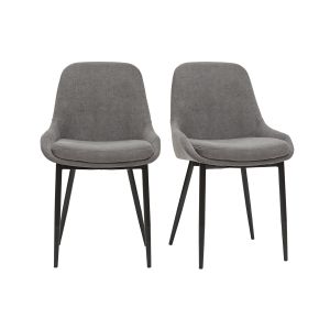 Image de Miliboo Chaises en tissu effet velours gris (lot de 2) HOLO