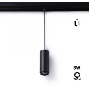 Barcelona led Spot suspendu LED sur rail magnétique avec ZOOM 15°-60° - 48V - 8W - UGR16 - IRC 95
