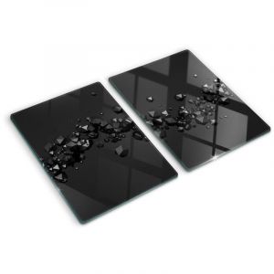 Tulup - Planche de cuisine, couvre plaque, verre planche d&eacute;couper, verre tremp&eacute; &ndash; 2 x 40 x 52 cm - 3D