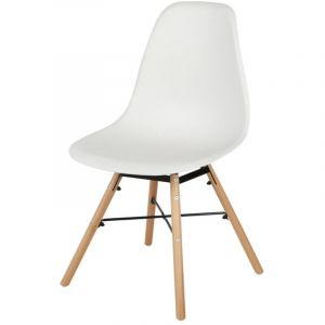 Chaise blanche structure métal et pieds bois