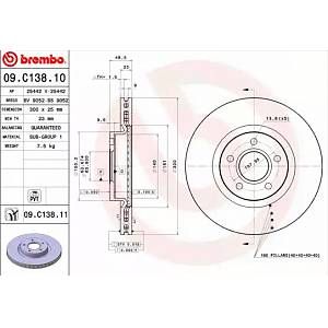 Brembo Jeu de 2 disques de frein VOLVO C70, VOLVO C30 (06509.C138.11)