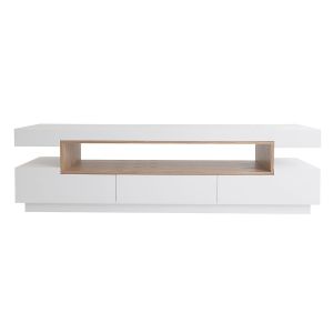 Miliboo Meuble TV design blanc et bois LIVO & Stéphane Plaza