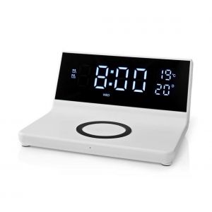 Nedis Réveil et Chargeur Sans Fil USB Blanc - Blanc