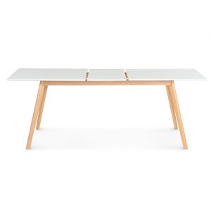 Table à manger scandinave extensible 160/200 cm - blanc et bois