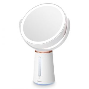 Auxmir Miroir Maquillage Lumineux Grossissant 10X/1X, Miroir Double Face avec 52 LEDs, Miroir Grossissant sur Pied, Rotation 360°