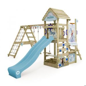 Wickey Aire de jeux Portique bois Disney Story avec balançoire et toboggan Maison enfant exterieur avec bac à sable, échelle d'escalade &