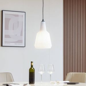 Lindby - Suspension en verre &agrave; intensit&eacute; variable 'Belarion' en verre pour salon & salle &agrave; manger - opale