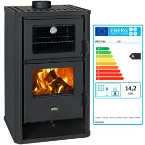 Poêle à bois avec four Prity FG D – 142 kW Noir Graphite Classe A Design Compact