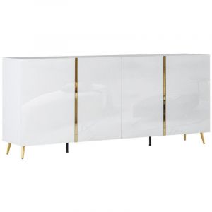 Buffet avec 4 portes - 200 cm - Blanc brillant et Doré - MARZIALO