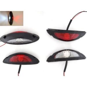 4x LED Contour Côté Vertical Marqueur Feux 12-24V Rouge Blanc Pour Remorque Camion Camping-Car Caravane Châssis Lkw E Marqué