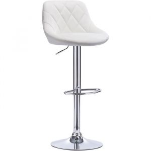 Image de Woltu Tabouret de bar avec repose pieds hauteur réglable Tabouret en similicuir siège bien rembourré Blanc