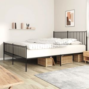 VidaXL Cadre de lit métal avec tête de lit/pied de lit noir 183x213 cm