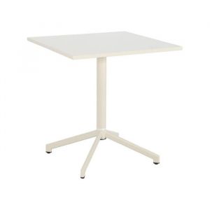 Table de jardin bistrot carr&eacute;e pliante acier 2 places 70 cm beige - Chiara