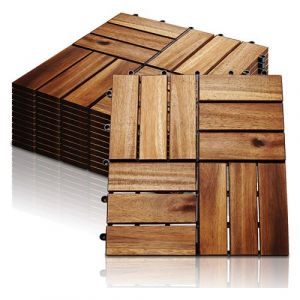 Image de Hobby Tech Lot de 22 Dalles de Terrasse Clipsable en Bois 31 X 31 cm