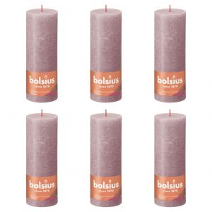 Bolsius Bougies pilier rustiques Shine 6 pcs 190x68 mm Rose cendre
