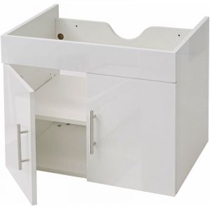 D&eacute;coshop26 Meuble sous-vasque meuble de salle de bain brillant 60 blanc