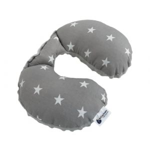 Medi Partners NECK PILLOW Repose-cou pour enfants 100% Coton/Minky Coussin cervical pour bébé pour poussette Voyage en voiture Voyager sommeil cou oreiller Sleeping roll (Étoiles avec Gris Minky)